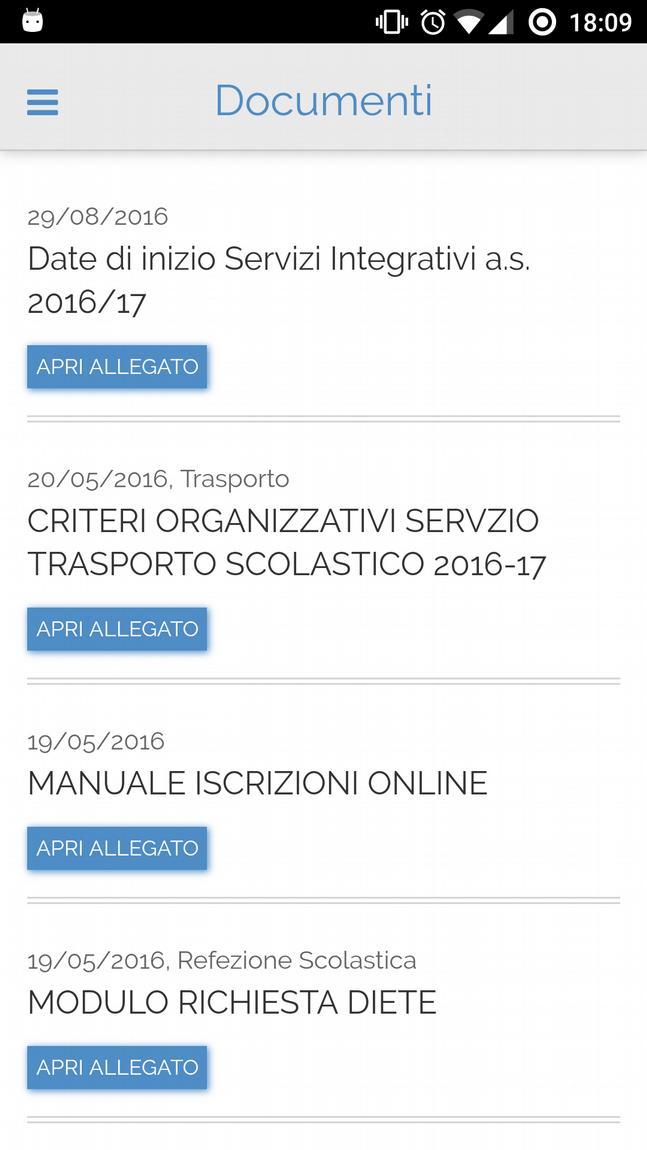 Documenti La sezione Documenti è simile alla sezione News con la differenza che vengono mostrati i documenti caricati dall Ente per essere resi disponibili agli