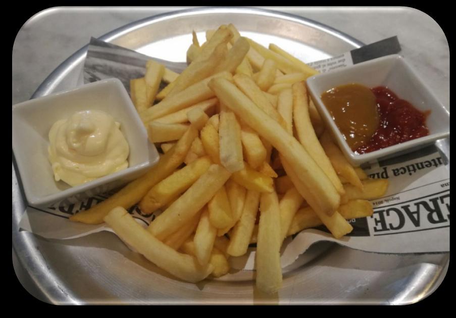 Patate fritte: 400gr patatine gelo fritte, 15gr ketchup