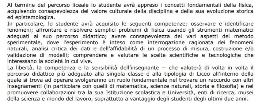 Fisica: linee generali e