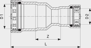 114 695 514 50 2 25 1 80 114 695 521 50 2 32 1¼ 77 123 695 538 50 2 40 1½ 75 123 Manicotto di