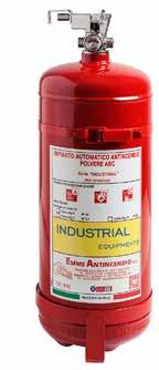 DISPOSITIVI ANTINCENDIO PED 2014/68/UE I Dispositivi Antincendio serie INDUSTRIAL sono costruiti con serbatoi pressurizzati e caricati con Polvere ABC e Schiuma EW6.