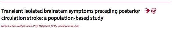 - Tali sintomi rispettavano i criteri diagnostici di TIA solo in 5 casi su 59 (8%). - Negli altri casi si trattava di vertigini isolate (50%), diplopia, parestesie etc.