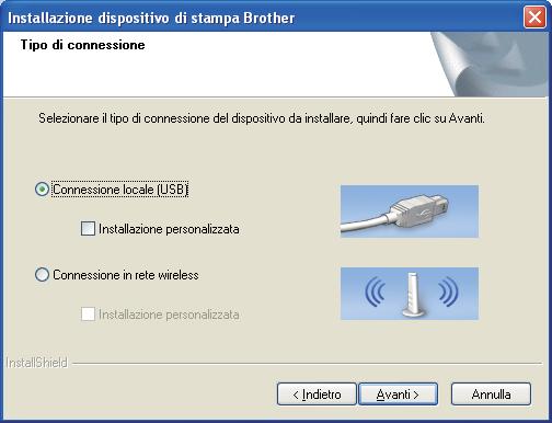 USB Winows Selezionre Connessione lole (USB), quini fre li su Avnti. L instllzione prosegue.