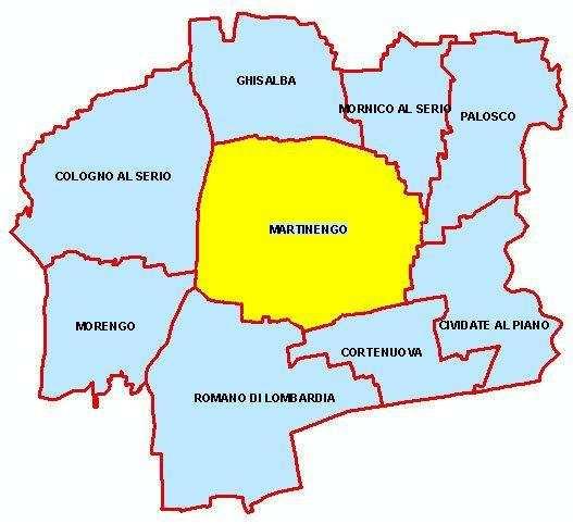 Disposizioni territoriale Il Comune di Martinengo in provincia di Bergamo si estende per 22,3 km 2 gli abitanti sono circa 10.