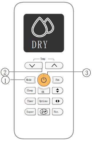 Utilizzo delle funzioni di base MODALITÀ DEUMIDIFICAZIONE 1. Premere MODE sino a selezionare DRY 2.