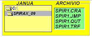 IMA SPIRAX PREDIMENSIONAMENTO Soltanto per la prima esecuzione, impostare nella finestra JANUA il percorso: C:\SPIRAX_09 Appariranno nella finestra ARCHIVIO i file SPIR1.CRA, SPIR1.JMP, SPIR1.