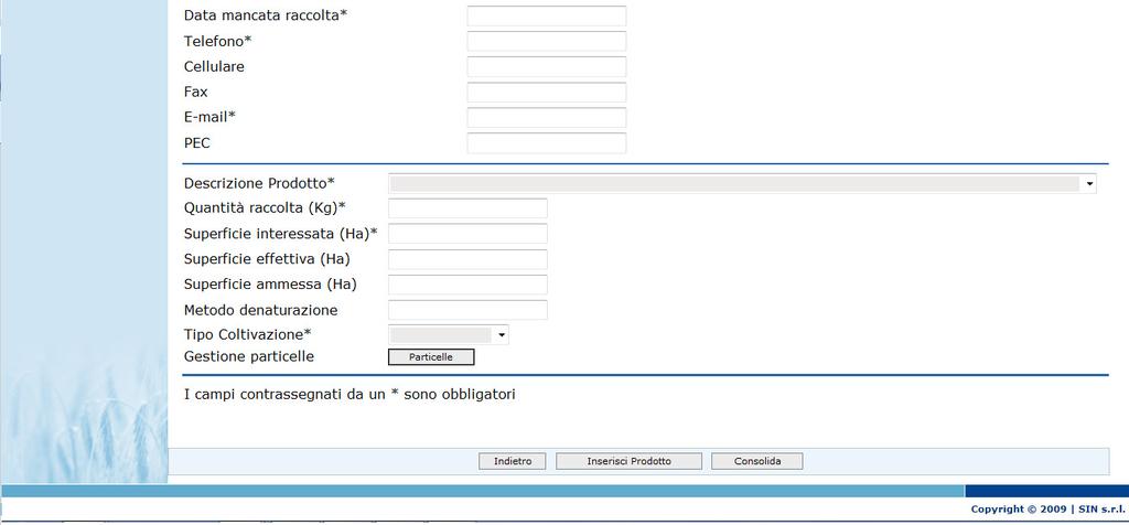 dei quantitativi ammissibili. 3.4.5 Inserimento notifica MANCATA RACCOLTA / RACCOLTA VERDE Fig.