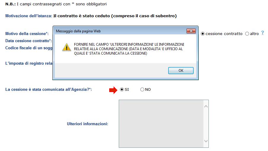 Motivo 4 Il contratto è stato ceduto (segue) Se la cessione è stata già comunicata