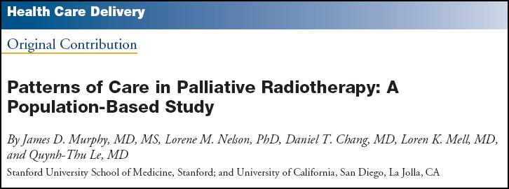 Journal of Oncology Practice, 2013 background: circa 50% dei trattamenti RT in USA hanno intento palliativo metodi: studio di popolazione (USA SEER) 50.