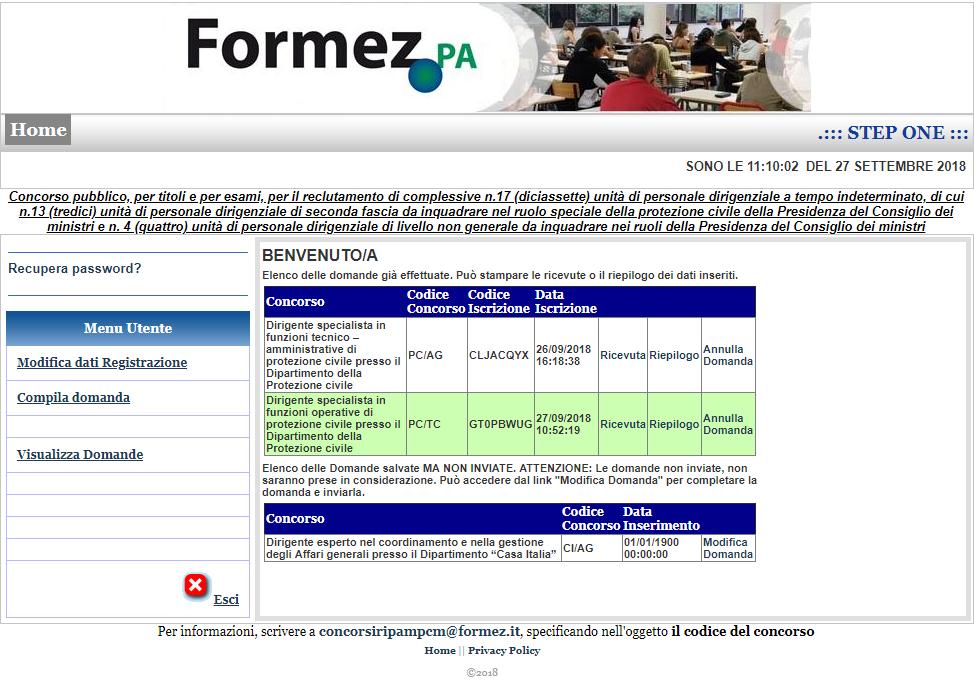 le domande inserite e verificarne il loro