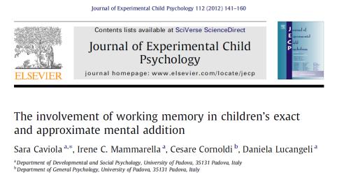 Memoria di Lavoro Memoria di lavoro e calcolo a mente Non si tratta di MEMORIA nel senso comune del