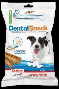 DentalSnack SnackDogPlus Mangime complementare per cani Crancy Dental Snack Media e grande taglia è un mangime complementare premio per il tuo cane.