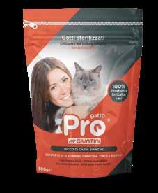 Gatti sterilizzati RICCO DI CARNI BIANCHE E RISO Mangime completo per gatti adulti sterilizzati Pro Gatto è un alimento appetibile, completo al 100%, ideale per il mantenimento del tuo gatto