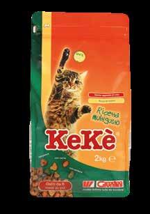 KeKè Mangime completo per gatti Keké Ricetta Multigusto è indicato per i gatti con palati sopraffini a partire dal sesto mese in poi.