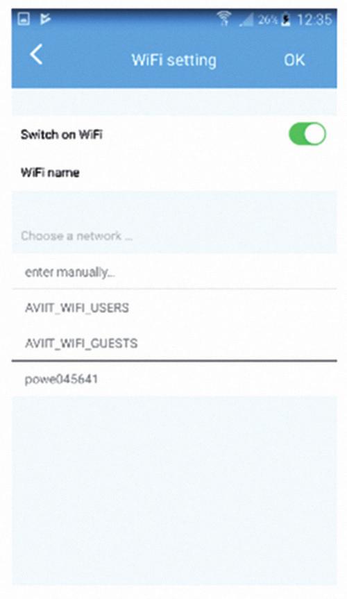 Configurazione dell App 4 Attivare Select WiFi e scegliere