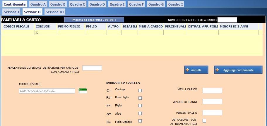 Figura 3.6 Vista Familiari a carico - Aggiungi componente Inserire i dati relativi a ciascun familiare a carico e cliccare sul pulsante Salva.