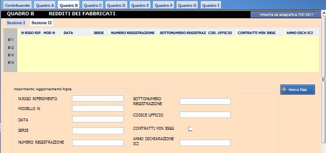 Cliccare sul pulsante nuova riga per visualizzare i campi da compilare (Figura 3.15). Figura 3.