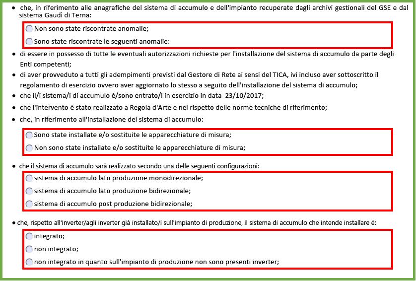 Figura 6: Caratteristiche principali dell accumulo