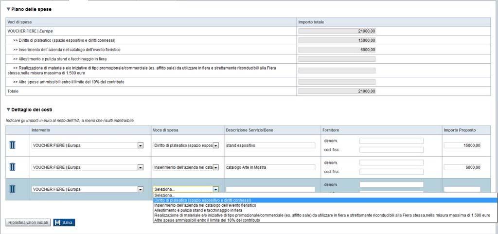 Pagina «Spese» NB: I CAMPI FORNITORE E CODICE FISCALE NON SONO OBBLIGATORI Preme Aggiungi.