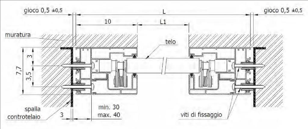 Oltre 2700 e fno a 3500 mm Fino a 3045 mm 455 mm 415 mm 3 245 mm 220 mm Importante: i numeri 1, 2, 3, sono riportate sulle staffe di sostegno del rullo e sono da utilizzarsi per Predisposizione