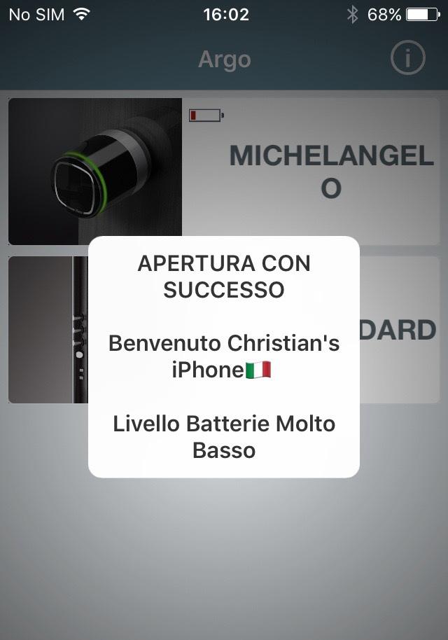 Funzioni avanzate Livelli batteria L icona del Livello batteria è sempre visualizzata nel pulsante della app Argo.