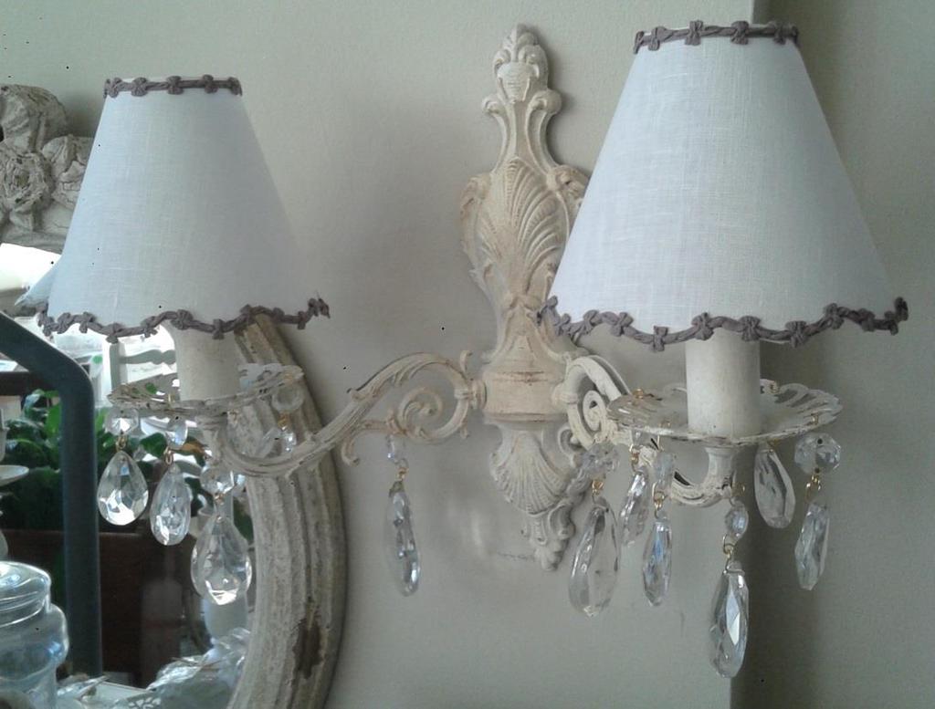 Art. MDCA2bm/01g Applique doppia in metallo con gocce shabby chic