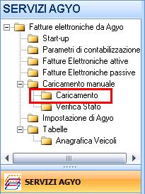 09.09.00 CARICAMENTO MANUALE Nel menu aziendale Servizi Agyo > Caricamento manuale è stata prevista una nuova utilità per caricare negli archivi cloud le fatture elettroniche non disponibili in Agyo,