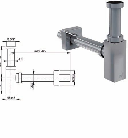 Sifoni DESIGN OTTONE A400 Sifone per lavabo Ø 2 tipo cilindro, in ottone A401 Sifone per lavabo Ø 2 tipo quadrato, in ottone 12 pezzi Prezzo unitario/ 48,00