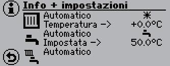 Impostazioni rapide 5 Impostazioni rapide Nel menu Info impostazioni possono essere eseguite impostazioni rapide per il riscaldamento, l'acqua calda sanitaria e tutto l'impianto.