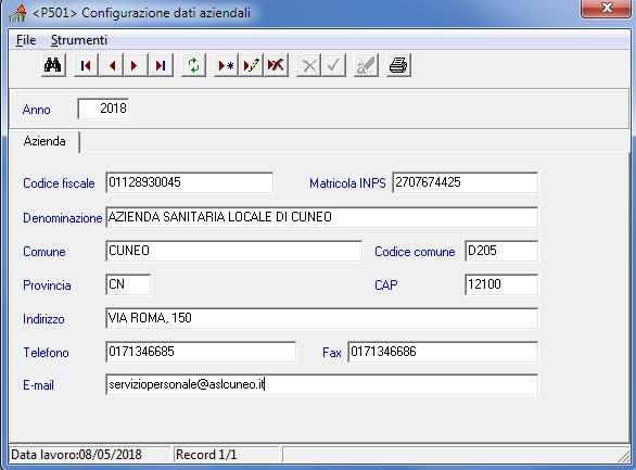 Modulo Gestione Malattie pag. 15 di 17 Esempio di compilazione dei dati aziendali La produzione del file potrà avvenire utilizzando la funzione XML Visite Fiscali.