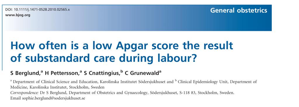 Due terzi dei neonati con Apgar score < 7 a 5 minuti presentavano un substandard care in travaglio