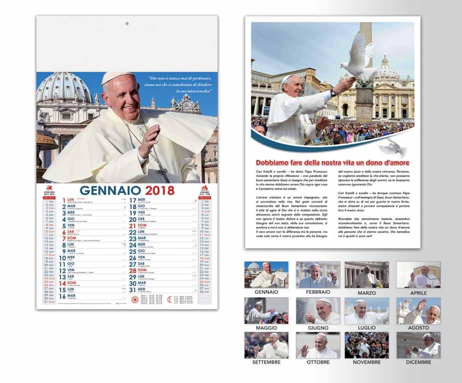 AG 2000 PAPA FRANCESCO Calendario mensile 12 fogli, Carta Patinata Stampa 4 colori fronte/retro,