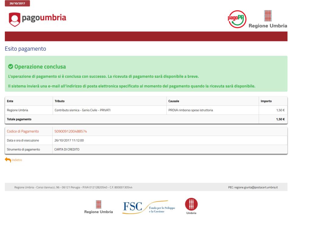 La procedura, è stata portata a termine con esito positivo, riceveremo
