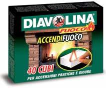 ACCENDIFUOCO ECOLOGICO 24 DIAVOLINA FUOCO 24 tavolette a base di cera e legno certificato FSC, per accendere barbecue, camini e stufe.