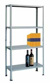 SCAFFALE KIT 4 RIPIANI ASTE SPEZZATE PROMETAL Scaffale componibile in lamiera pressopiegata con pretrattamento di fosfosgrassaggio e verniciatura a forno di colore bianco.