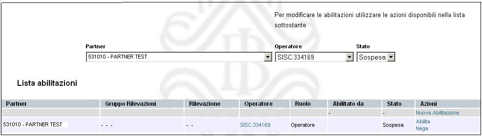 Per concedere la delega il referente dovrà selezionare l azione Abilita.