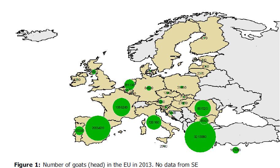 Popolazioni caprine (capi) in EU nel