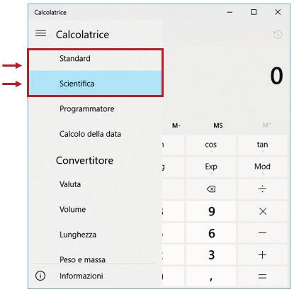 APRI CALCOLATRICE DI WINDOWS Cliccando su [Apri calcolatrice Windows] è possibile avviare velocemente la