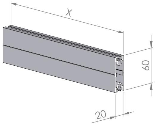 Distanziali interni canale guida catena Confezione X : Alluminio anodizzato : 6 m : 198 mm per catena K750 262 mm