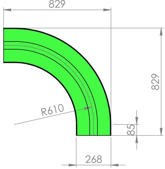 Curve orizzontali a strisciamento per catena K1000 CURVA A 30 Cod.: JF-CS30-882-K1000 Inox: JFX-CS30-882-K1000 CURVA A 45 Cod.