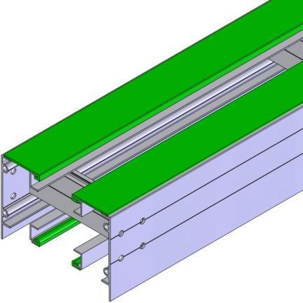 Caratteristiche fondamentali del canale guida catena Il canale guida delle catene Jollyflex è costituito da 2 profili estrusi in alluminio uniti da distanziali di lunghezza differente, secondo la