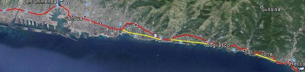 periferia di Genova verso Voltri (7km- il porto enorme), Pra (4km), Pegli (1km), tutta la zona industriale, Multedo, Sestri Ponente, Cornigliano, via Cantore a Sampierdarena (6km), Genova Centro (5km