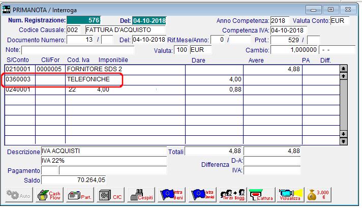 specifico fornitore, creerà la registrazione in prima nota movimentando il sottoconto