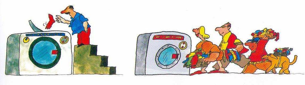 La lavatrice. Usa la lavatrice solo a pieno carico. Usa il tasto di mezzocarico per un carico scarso. Usa il programma più idoneo.
