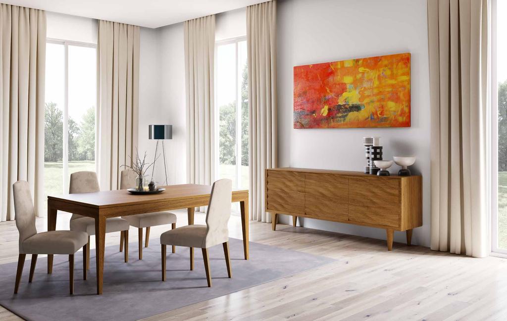 COMPOSIZIONE 1 Credenza 3 ante, Onda cod. 7015, finitura Noce Ambra Tavolo, Zen rettangolare 190x100 cod.