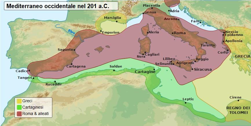 2 province: Hispania citerior Hispania Ulterior Cartagine: rinuncia della Spagna consegna degli elefanti e della flotta (tranne 10 navi) proibizione di fare guerra senza il consenso di Roma pagamento