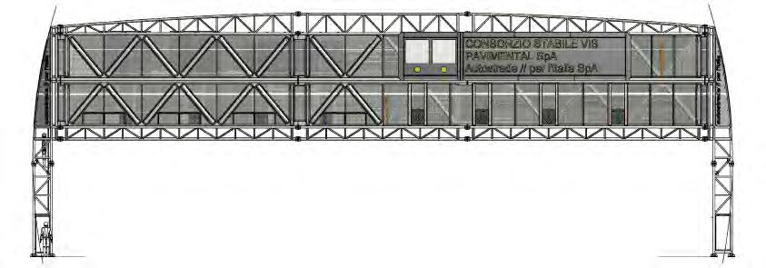 Le strutture sono dotate anteriormente e posteriormente di tamponatura in rete stampata atte ad evitare la caduta di oggetti sulla piattaforma stradale sottostante.