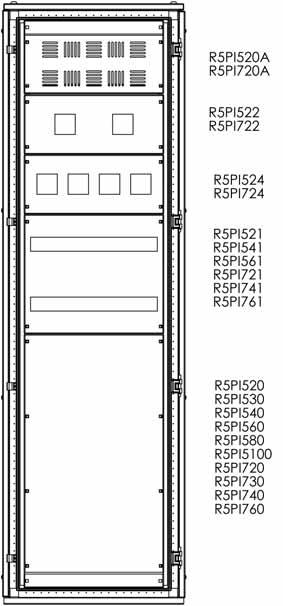 Modularità interna per armadi Pannelli modulari MODULARITÀ Altezza Descrizione foratura Largh. 600 Largh.