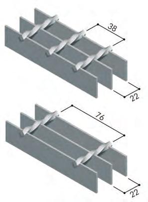 9,5 3, 44,0 7,7 3,9 41,1 15 x 76 15 x 76 30 x 3 40 x 3 Ø 5 Ø 5 6 x 0 6 x 0 5,5 69,3 49,0 64,8 ANTISFERA Tipologia Grata Maglia Barra Portante Barra Trasversale Zincato kg/m² Grezzo kg/m² x 38 x 38 x