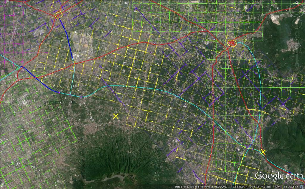 Quarto segmento - Dai punti di diramazione per Nola e Pompeii al punto di diramazione per Acerrae (50 -> 47 m slm; 13,8 km) + Diramazione per Acerrae (6